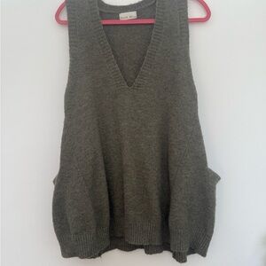 Women's Olive Green Sweater Vest Dress